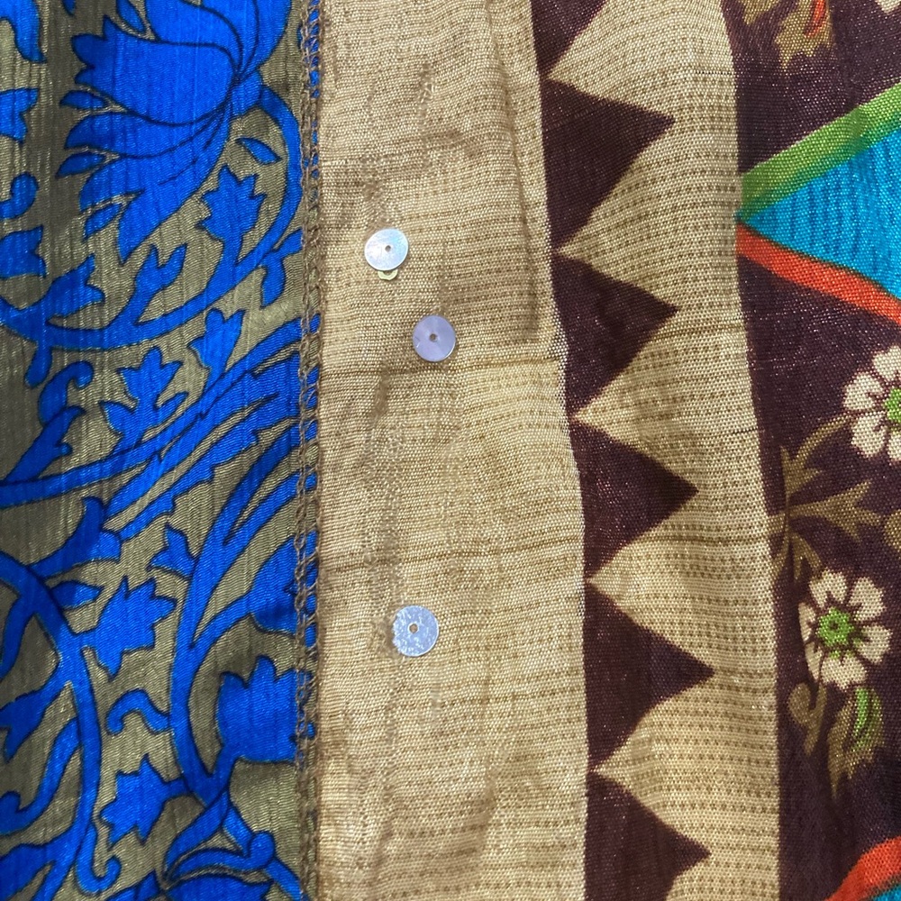 Vibrant Sari boho silk Multicolor Patterned Curtains - Picture 2 of 5